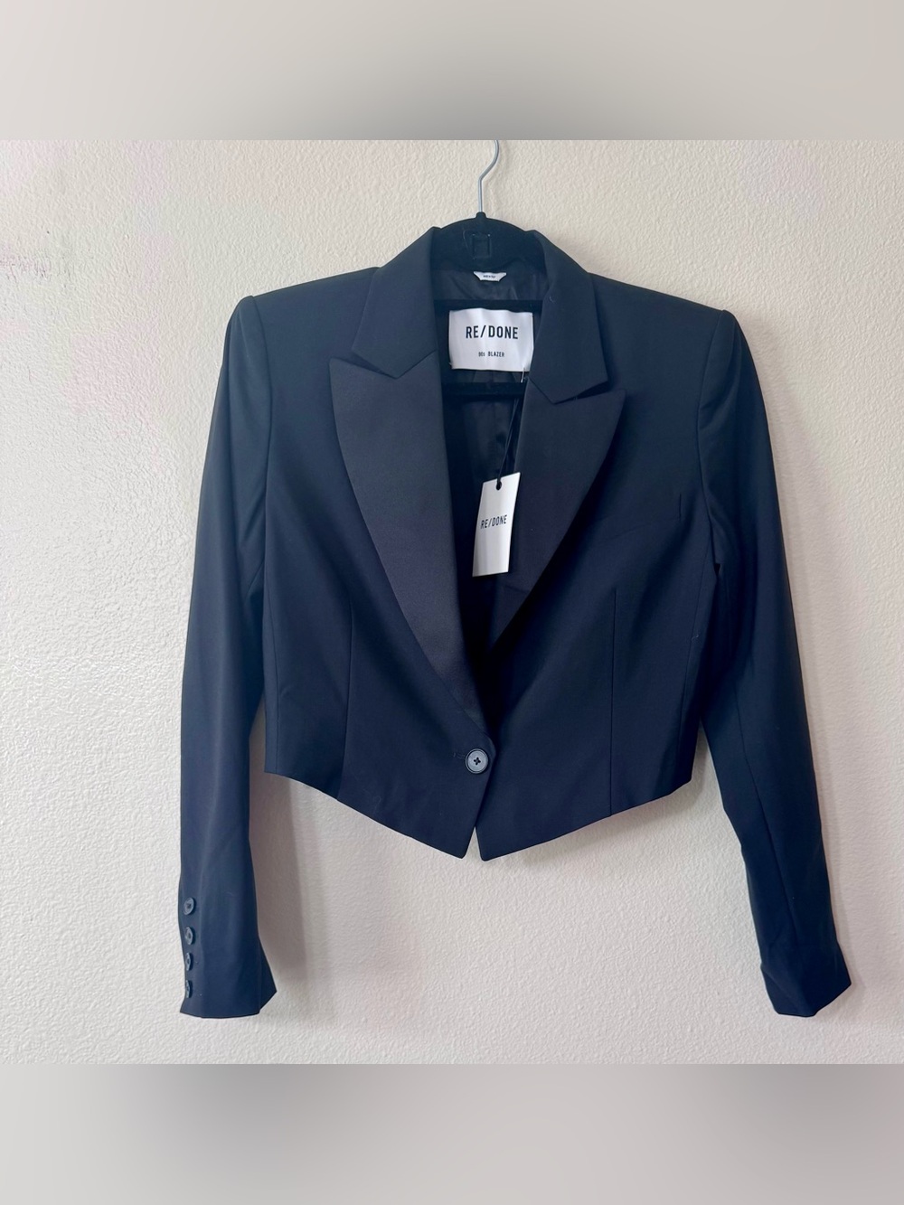 RE/DONE 90s Cropped Black Blazer Size S NWT Made in Italy - Picture 2 of 7